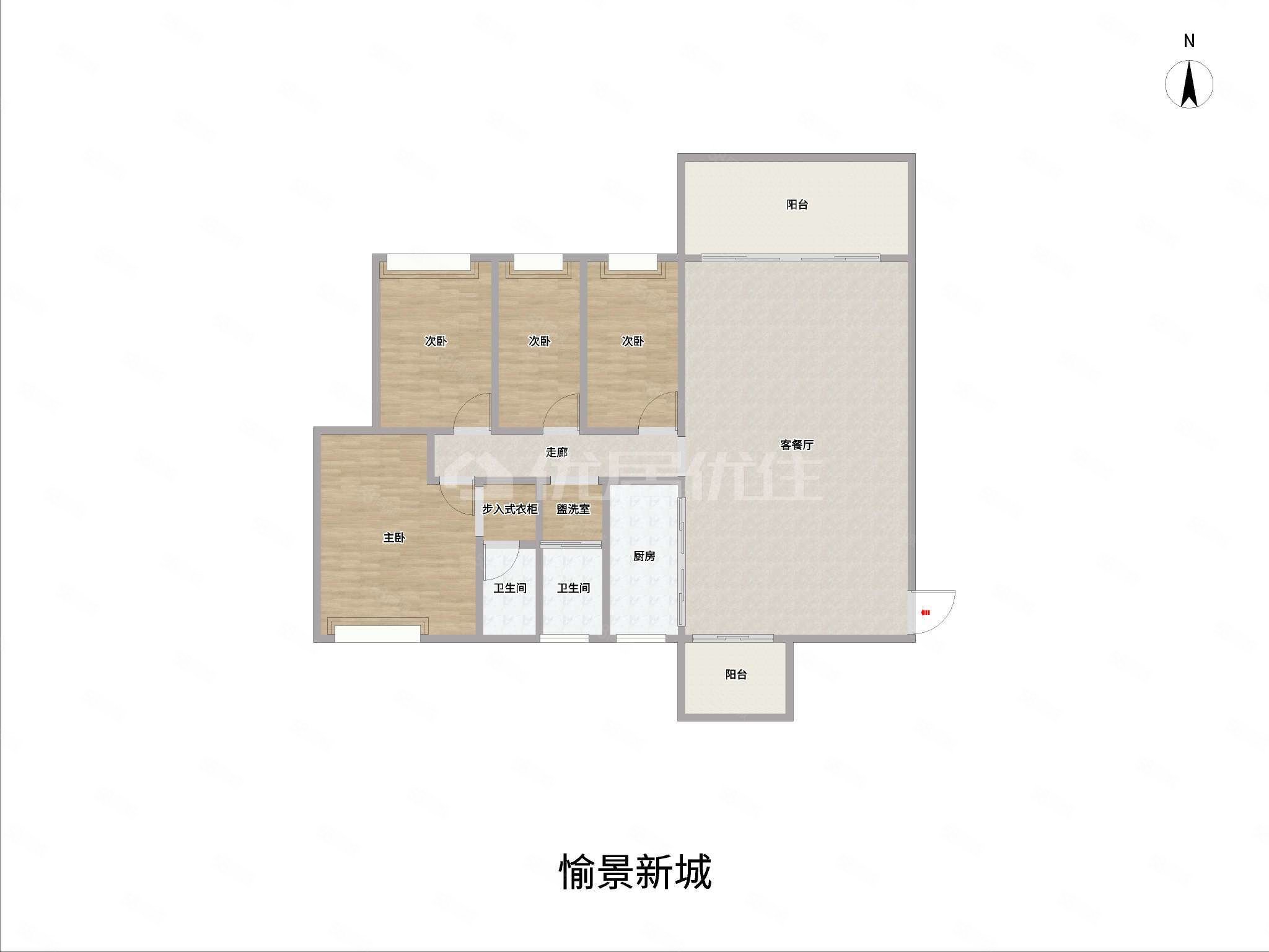 愉景新城精装江景房四房拎包入住