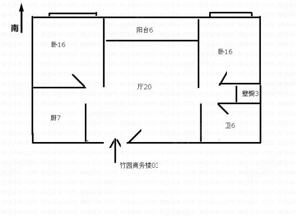 大两房 双南全明户型 厅20平 房型正 得房率高