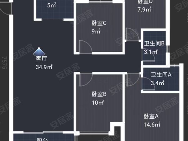 天渝骄园 4室2厅2卫 配套齐全 南北通透 129平,梁溪租房-无锡58安居客