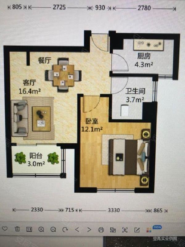 鹤沙航城瑞馨苑3室2厅1卫88.74㎡南北370万