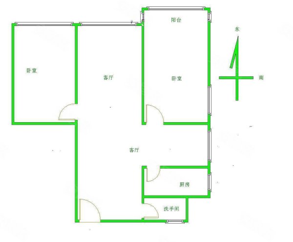 业主急售 真实户型图照片 间间朝南 客厅朝东 可以改2室2厅, 白云路西里二手房, 3室1厅1卫, 315万元 - 北京安居客