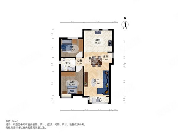 金隅悦城品香苑 2室2厅1卫 两房朝南 h户型,东丽租房-天津58安居客