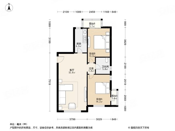 7号线国贸双井cbd百子湾广华新城精装全南两居