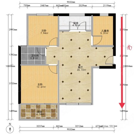 磨店家园正规三室简单装修小区环境优美户型方正急售