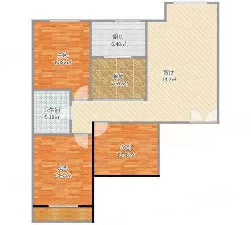 百子湾地铁广华新城二区三居空房13500配齐14000