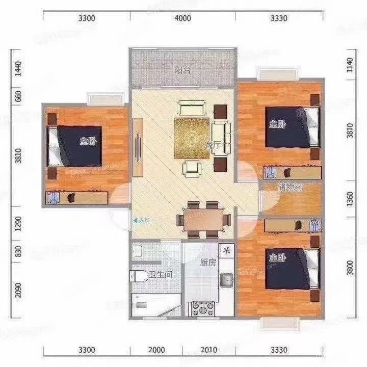 万源新城(南区 119平 3室2厅 南北通透 830万