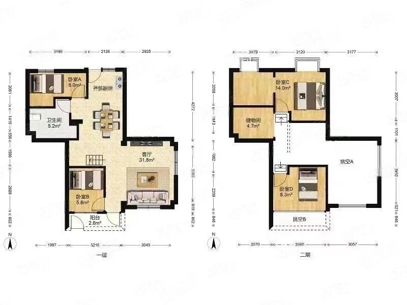 实用四房 复式结构上下两层 超实用,牛皮巷小区二手房,480万,4室2厅,1