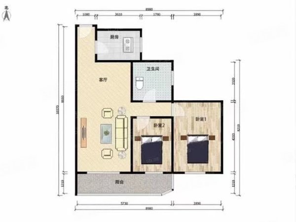 一号线六号线朗芳园精装两居全新家具包物业包取暖