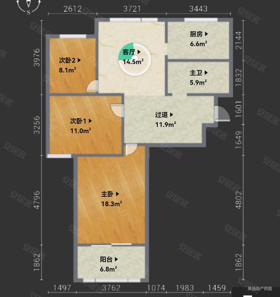 逸贤雅苑3室2厅1卫96.01㎡南北180万