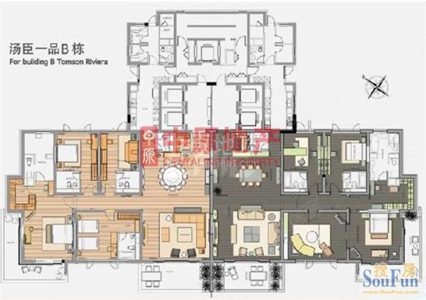 浦东小区 陆家嘴小区 汤臣一品 汤臣一品户型图  6室4厅6卫 1206