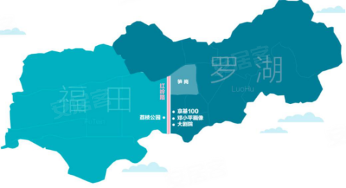 红岭路是深圳主城区罗湖区和福田区的交界线图片