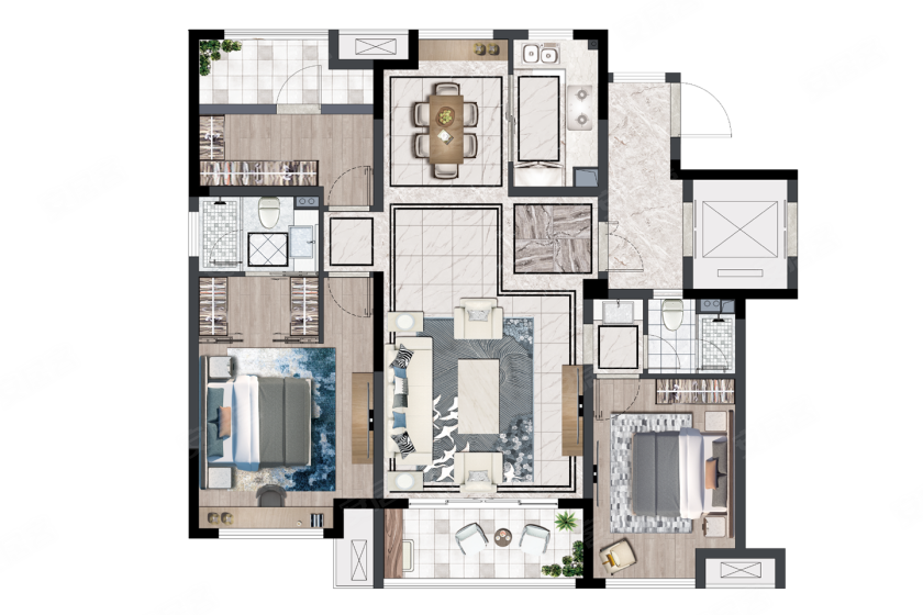 安居客版权所有,请勿转载06/08c户型建筑面积约120平米,四房两厅两卫