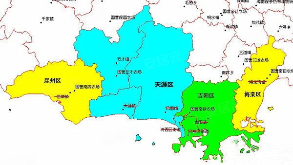 三亚的区划人口与经济_三亚行政区划地图