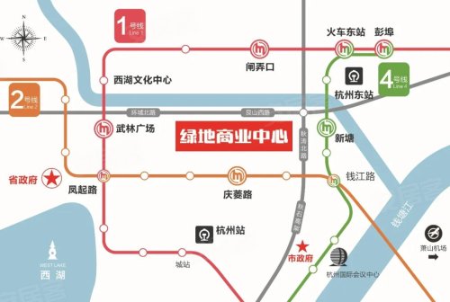 解锁杭州城芯人居    绿地商业中心紧邻浙大华家池校区,地铁1,2,4号线