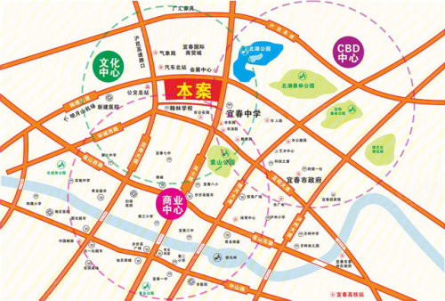 地处宜阳新区,老城区,经开区,教体新区繁华交汇之处,城市主干道宜春