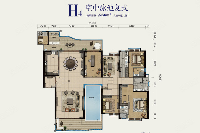 奢华户型 任君选择 项目在售【君临】组团h3,h4栋建面328-414㎡大平层