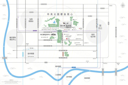 七横:同茂大道,以及北面悦港大道,椿萱大道,公园北路,南面兰桂大道