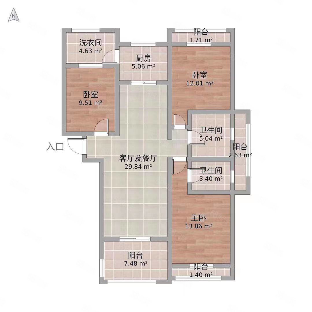 石榴清水湾3室2厅2卫119㎡南北85万