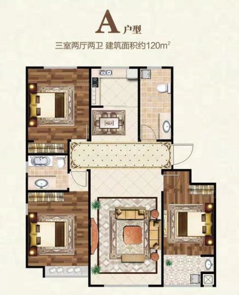 徽商御花园3室2厅1卫91㎡南北94万