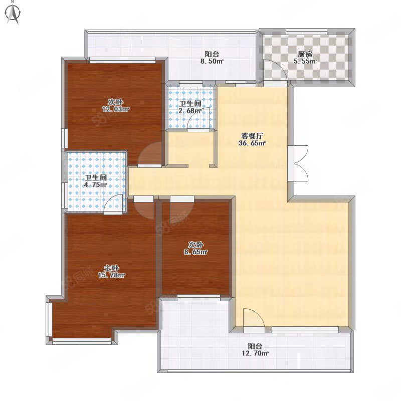 观澜郡3室2厅1卫117㎡南北62万