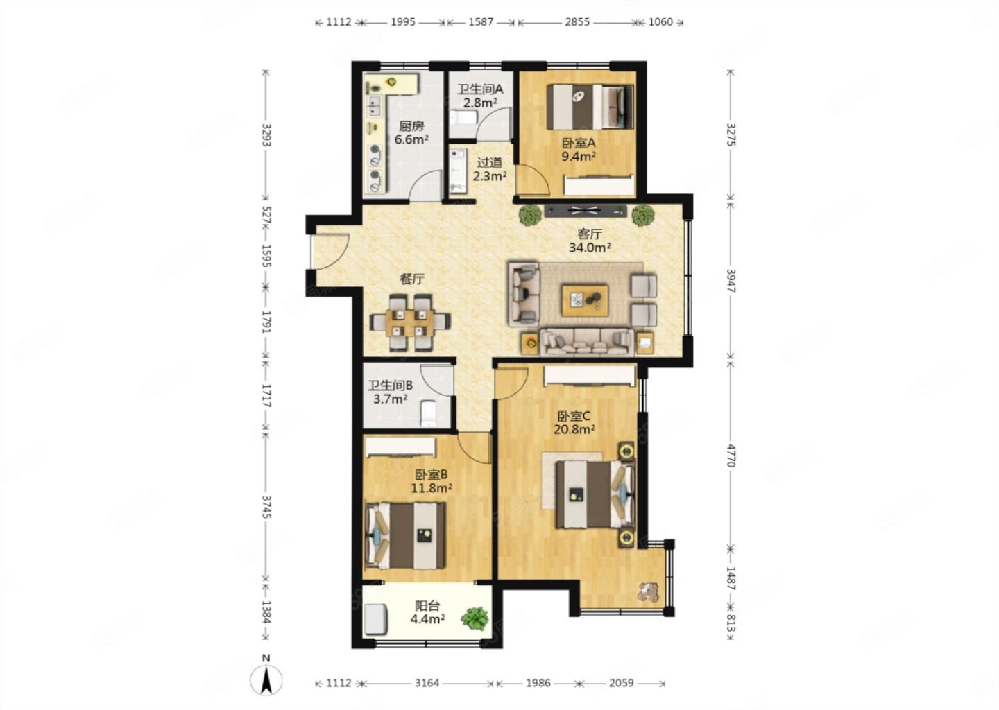 伊丽莎白花漾,东边户,6400一平,有钥匙,沂河实验