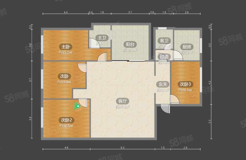 白燕公寓4室2厅2卫154.95㎡南北54万