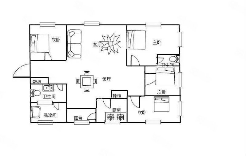 蓝天城A区4室2厅2卫147㎡南北78万