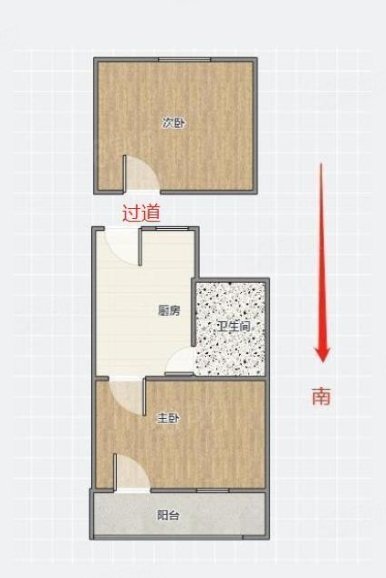 蔷薇组团2室1厅1卫46.54㎡南北83万