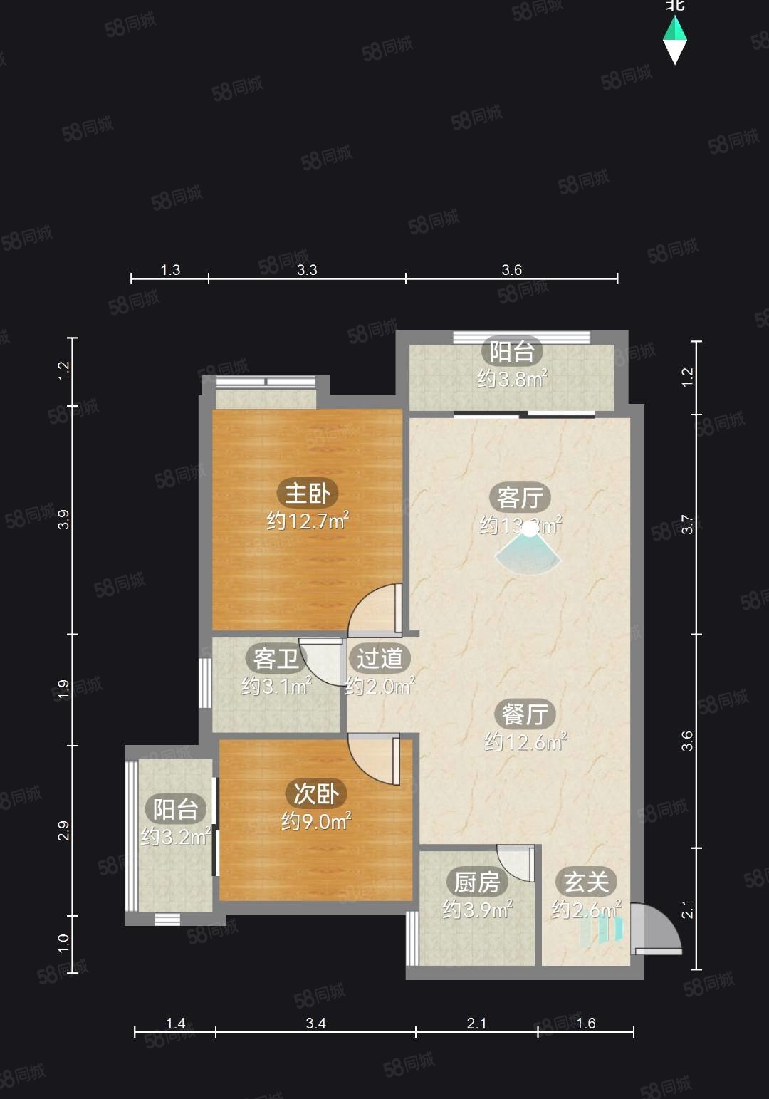 航顺嘉园2室2厅1卫81.49㎡南北55万