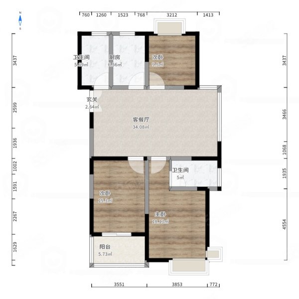 逸兴聚缘公寓3室2厅2卫125㎡南北135万