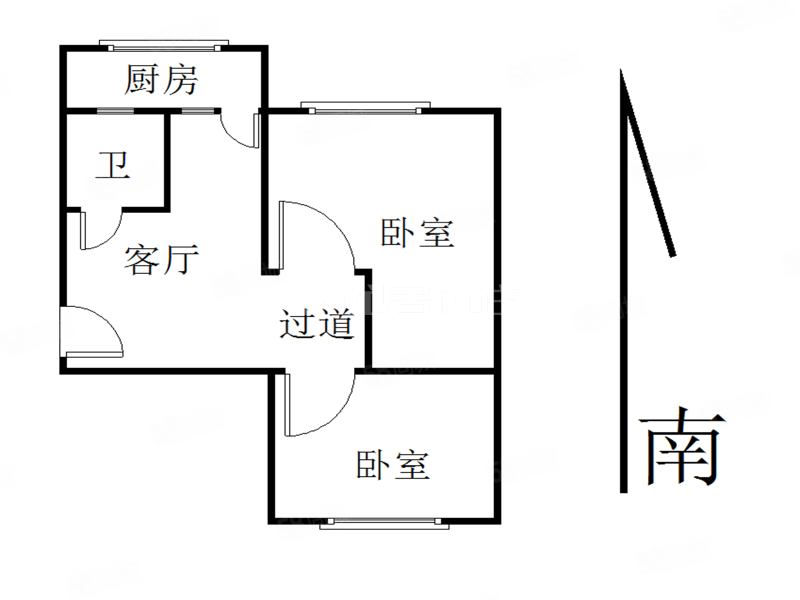 邮电小区(邮校北巷3号)2室1厅1卫56.75㎡南50万