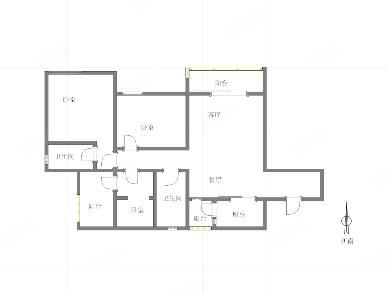 康桥融府A区3室2厅2卫96.64㎡南152万