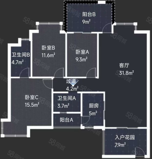 富丽花城3室2厅1卫112.7㎡北140万