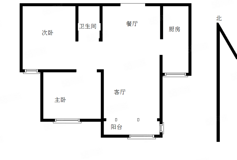 九州花园2室2厅1卫84㎡南北53万
