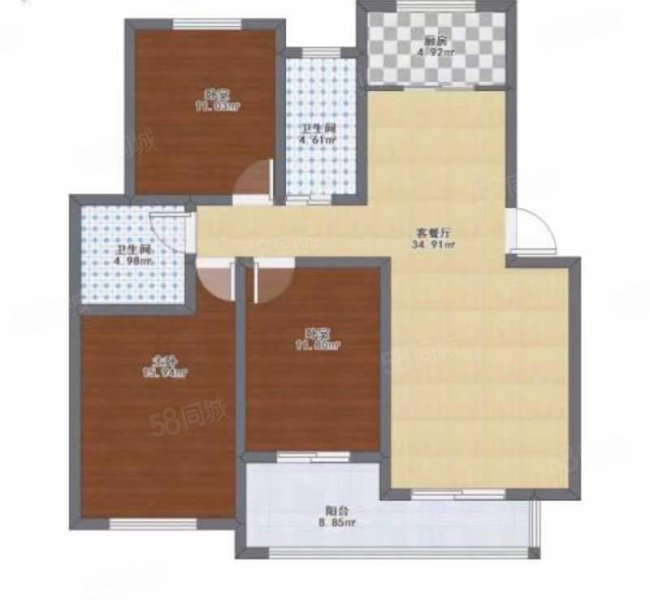 泉和家园3室2厅2卫116㎡南北29万