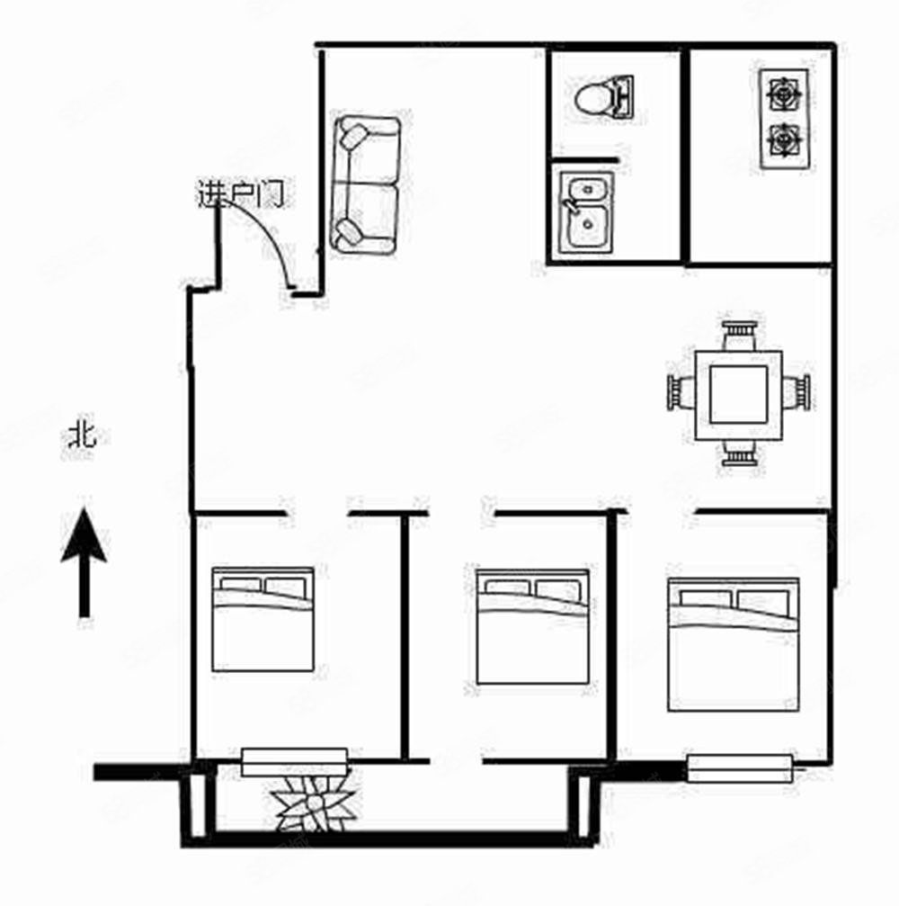 现代花园3室2厅1卫120㎡南北79万