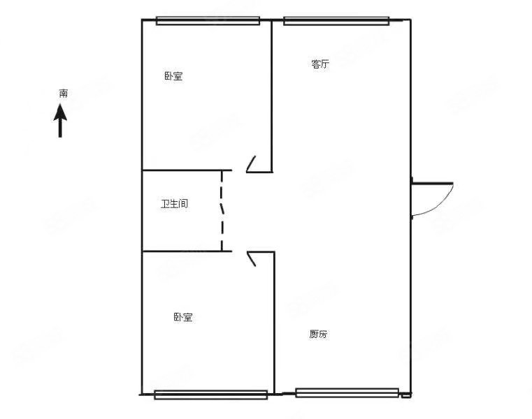 万达华宅2室2厅1卫92.19㎡南北80万