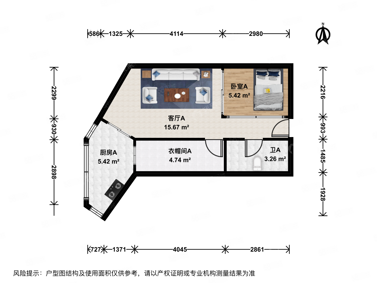 金星小區(qū)1室1廳1衛(wèi)46.52㎡西南118萬