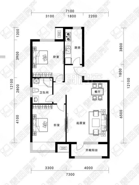 保利西山林语2室1厅1卫96.87㎡南北619万