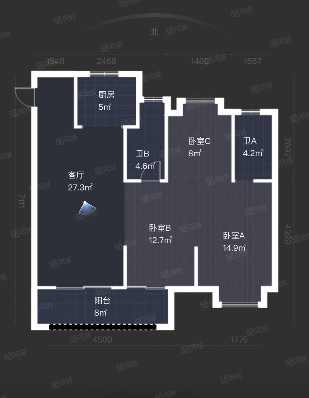 中建壹品澜悦3室2厅2卫112㎡南北55.8万