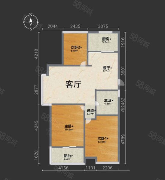 柏庄春暖花开3室2厅1卫104.93㎡南北188万