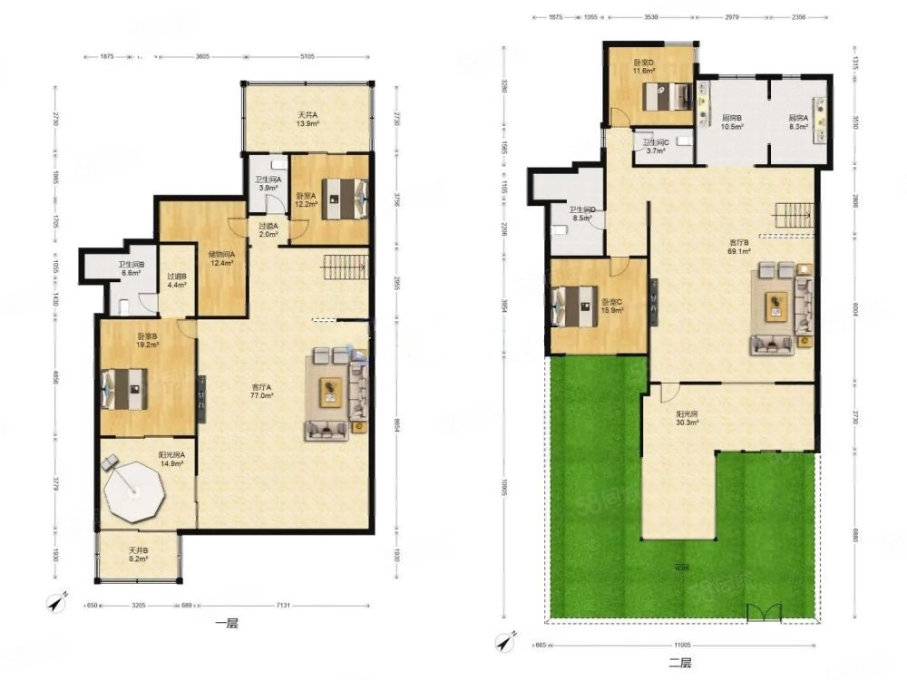 建发璟墅4室3厅3卫398.1㎡南北2400万