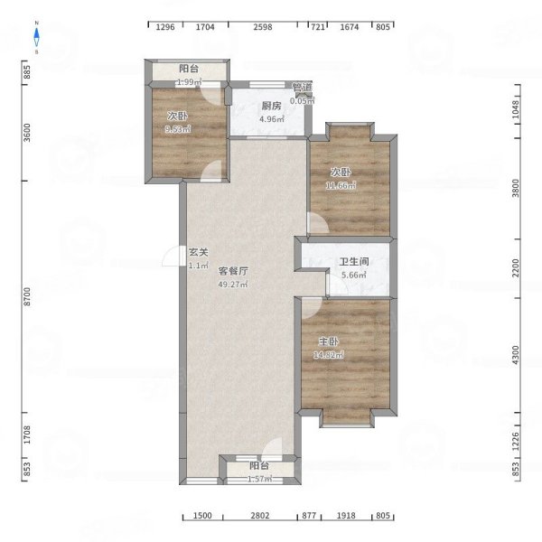 晋达小区3室2厅1卫87㎡南北49.5万