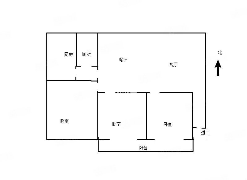 公路局宿舍3室2厅1卫108㎡南北52万