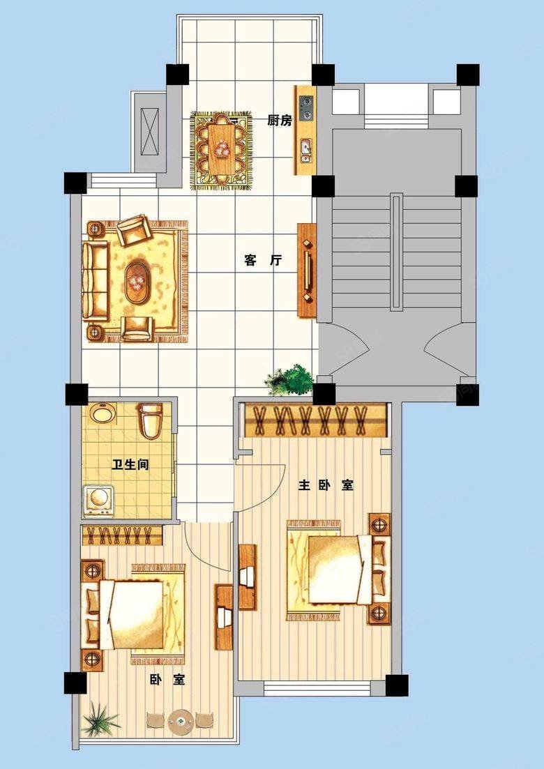 华府怡景2室1厅1卫54㎡南北40万