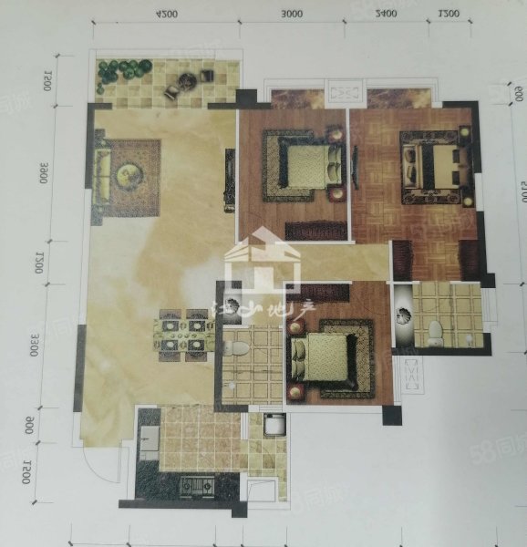 天誉花园3区3室2厅2卫116㎡东100万