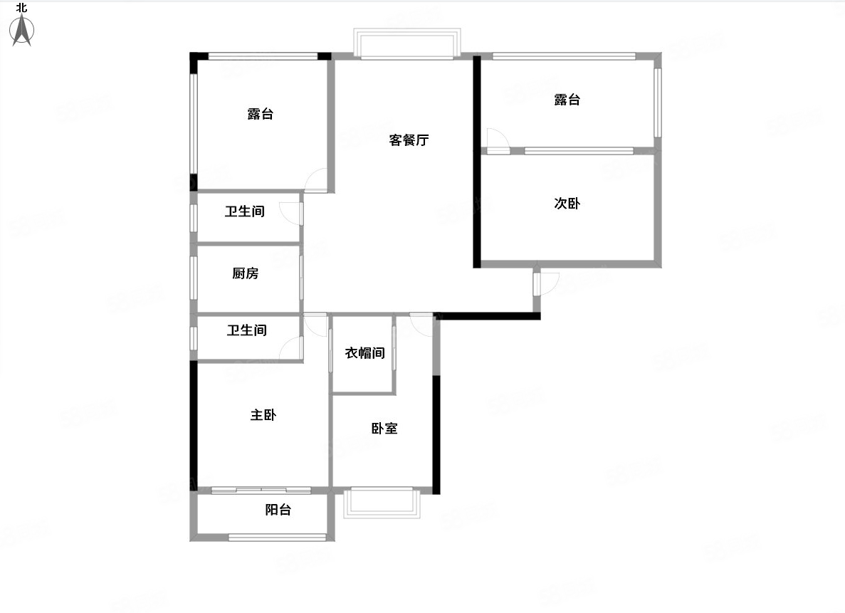 华隆公馆4室2厅2卫110㎡南北59万