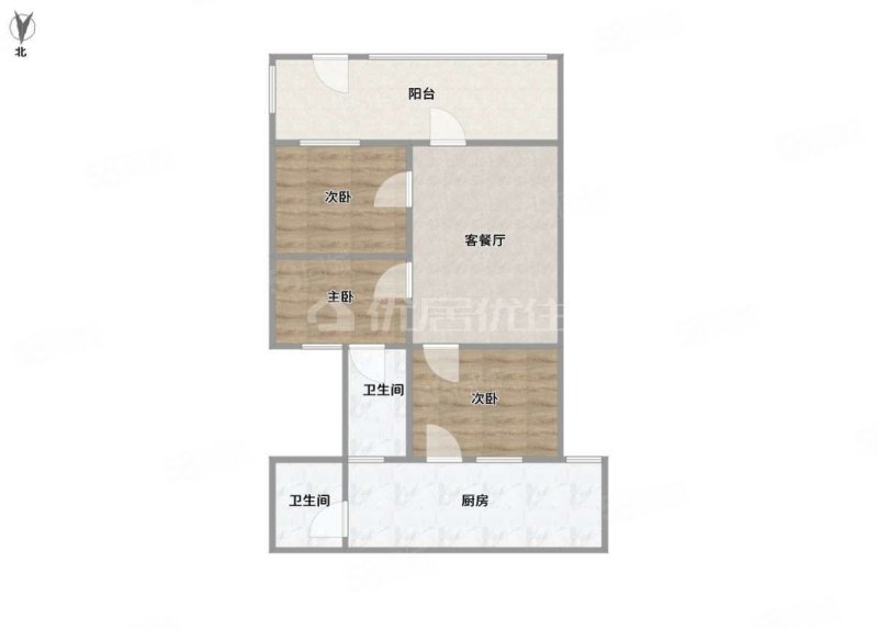 计生委南湖宿舍3室2厅2卫56㎡南80万