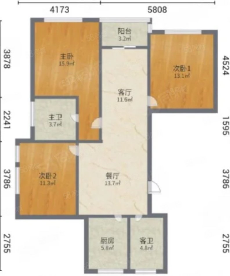 尚德家园3室2厅2卫124.23㎡南北129.9万