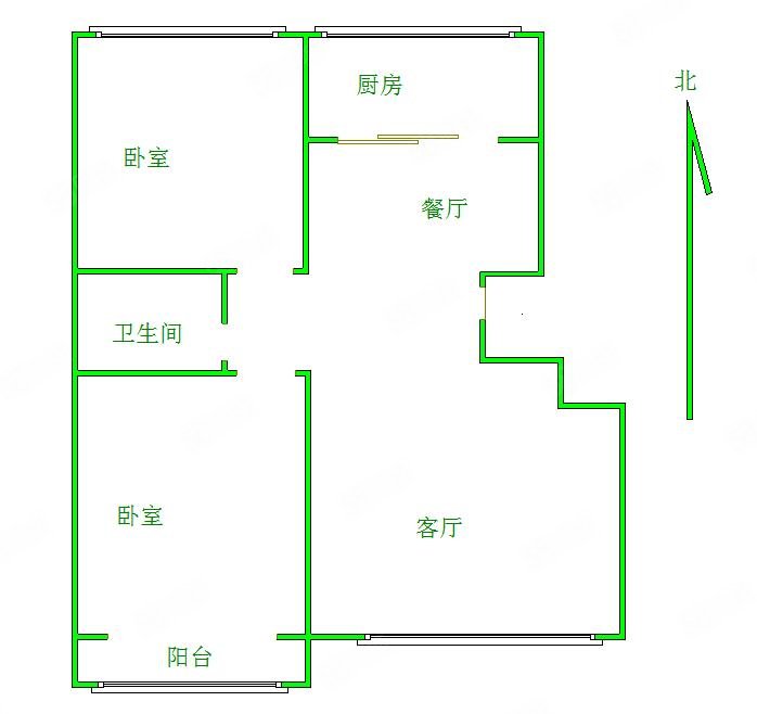 都市桃源2室2厅1卫100㎡南北44万